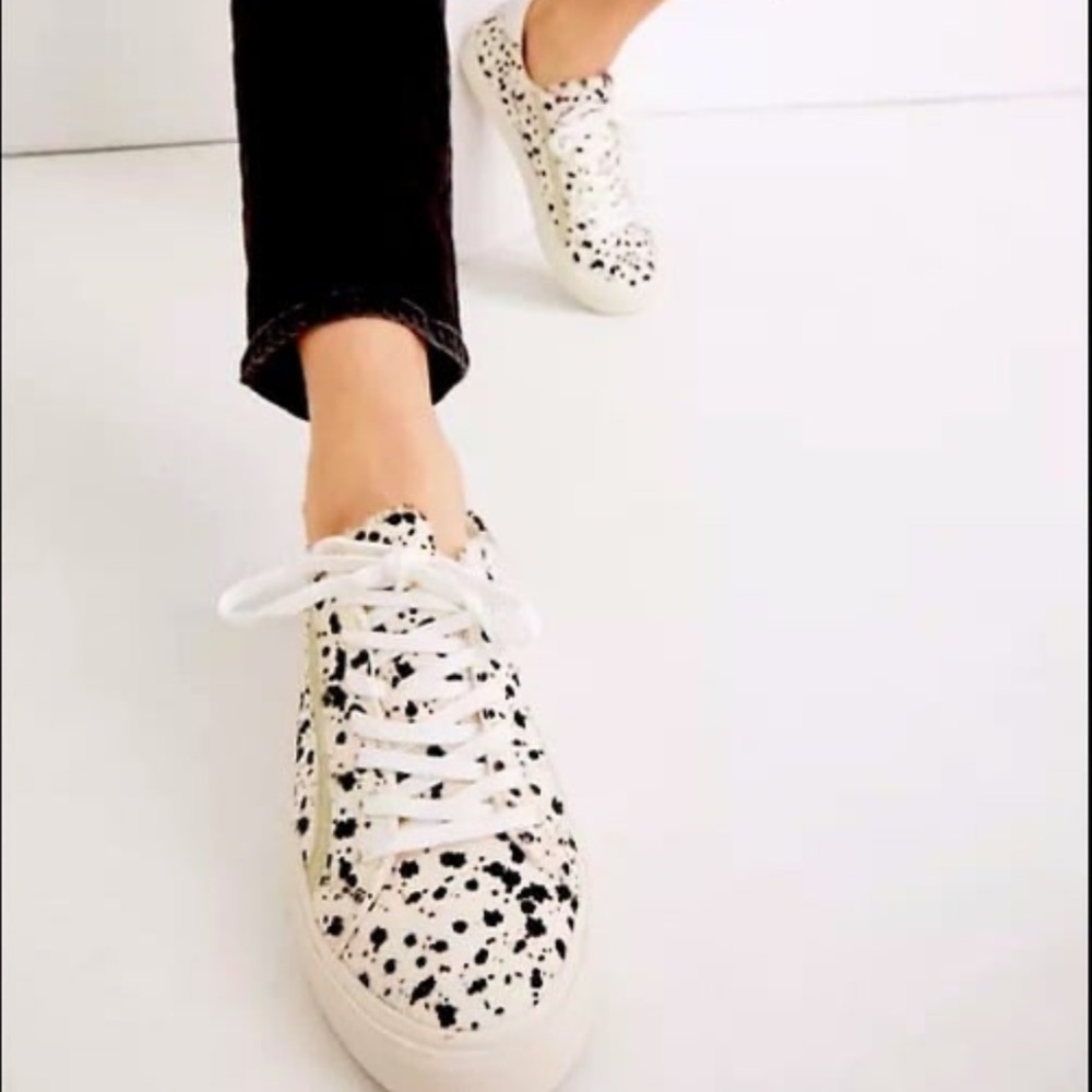 Madewell Sidewalk Low-Top Sneakers in Spatter-Painted Calf Hair MD436 Size